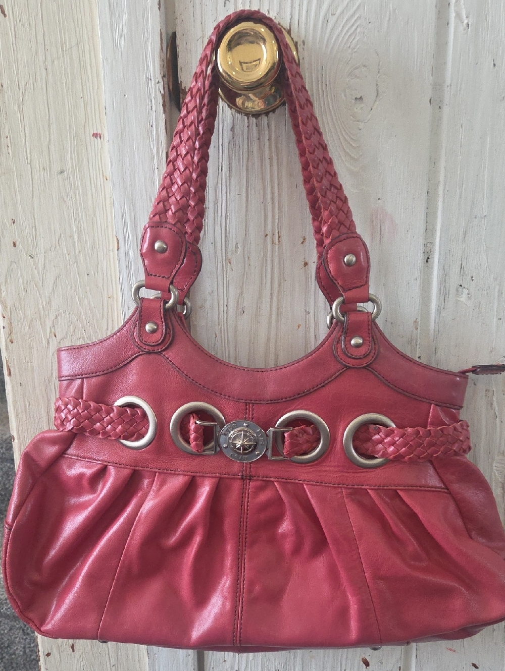 HYPE pink Braided Handle  Leather Women’s Shoulder Bag